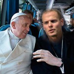 tim and pope on bus
